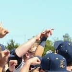 Baseball players celebrating