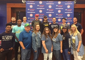 Communication students and faculty at Ranger ballpark for web