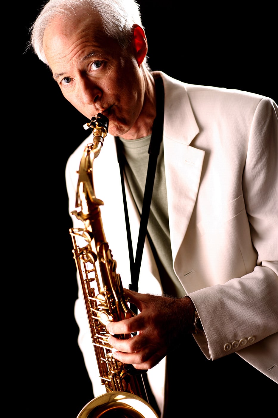 Goacher photo with saxophone