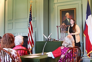 Schoolfied speaking at DAR meeting for web