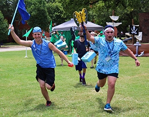 blue school students