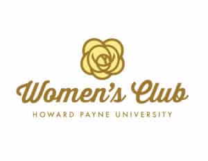 A logo for the 'women's club' at Howard Payne University featuring a stylized gold rose above the text. | HPU