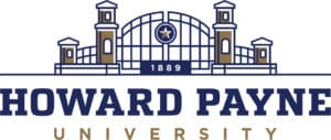 Logo of Howard Payne University featuring an illustration of an arched building facade with the establishment year 1889. | HPU